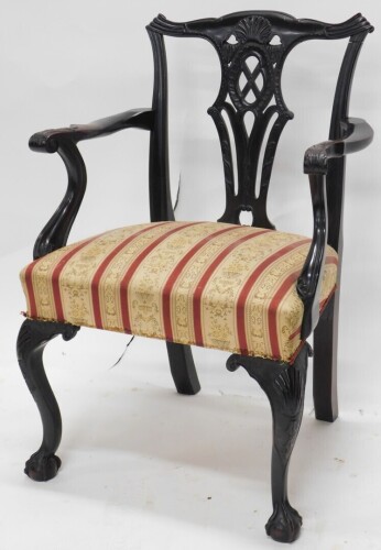 Appraisal: A mahogany open armchair in George III style with a