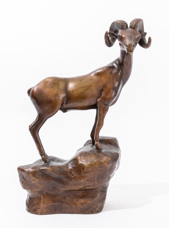 Appraisal: VICTOR SALMONES THE RAM BRONZE SCULPTURE Victor Salmones Mexican -