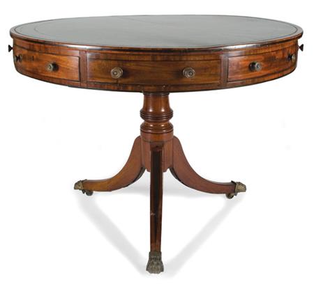 Appraisal: George III Ebony Banded Mahogany Drum Table Estimate -