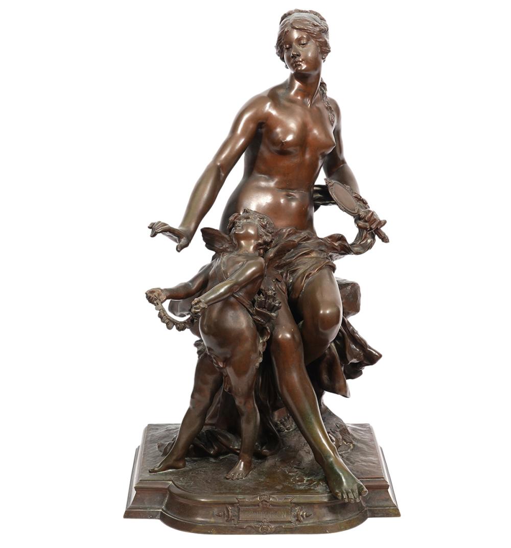 Appraisal: CLEMENT LEOPOLD STEINER 'TENTATION' BRONZEClement Leopold Steiner France - Large