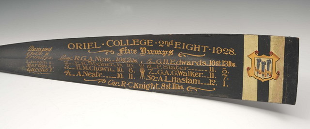 Appraisal: AN ORIEL COLLEGE ND EIGHT FIVE BUMPS OAR with painted