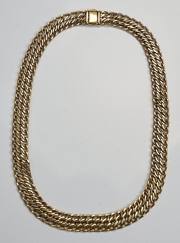 Appraisal: kt Necklace woven link chain stamped SB K Italy yellow