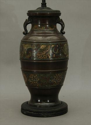 Appraisal: Chinese Cloisonn Enamel Vase Mounted as a Lamp Vase in