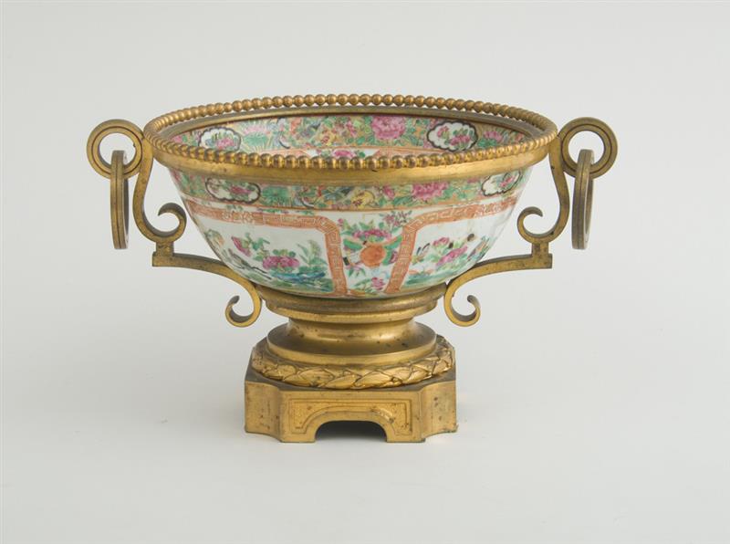 Appraisal: LOUIS XVI STYLE GILT-BRONZE-MOUNTED CANTON ROSE MEDALLION PORCELAIN BOWL The