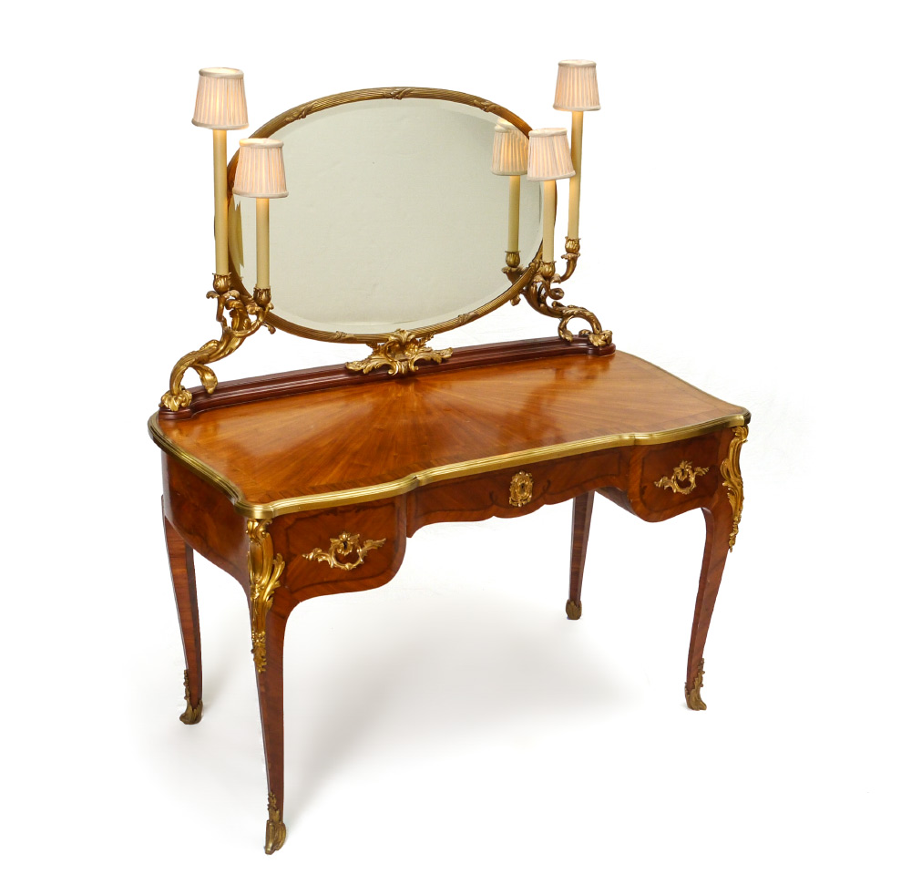 Appraisal: LOUIS XV STYLE FRENCH ORMOLU MOUNTED VANITY In the manner