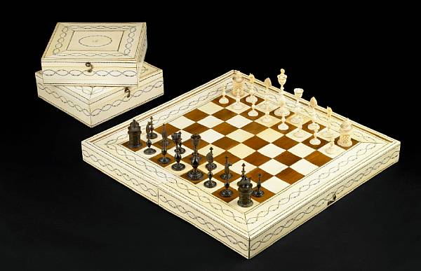 Appraisal: A George III Anglo-Indian ivory and horn chess set Vizagapatam