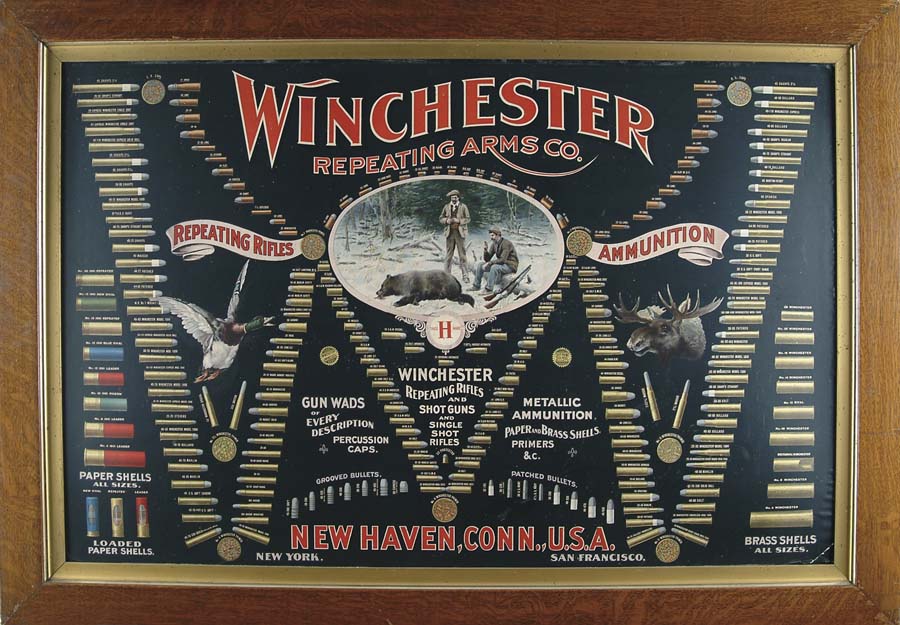 Appraisal: WINCHESTER DBL W LITHO In its orig oak frame which