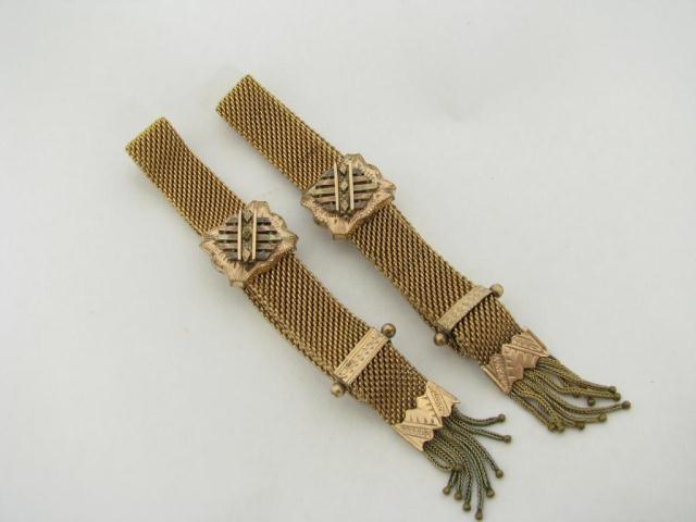 Appraisal: Pair of antique Victorian gold-filled slide bracelets multi-colored gold on