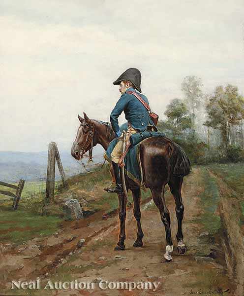 Appraisal: Jean-Jacques Berne-Bellecour French - Soldier on Horseback oil on cradled