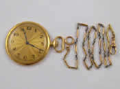 Appraisal: An carat gold slim pocket watch and chain circa 's