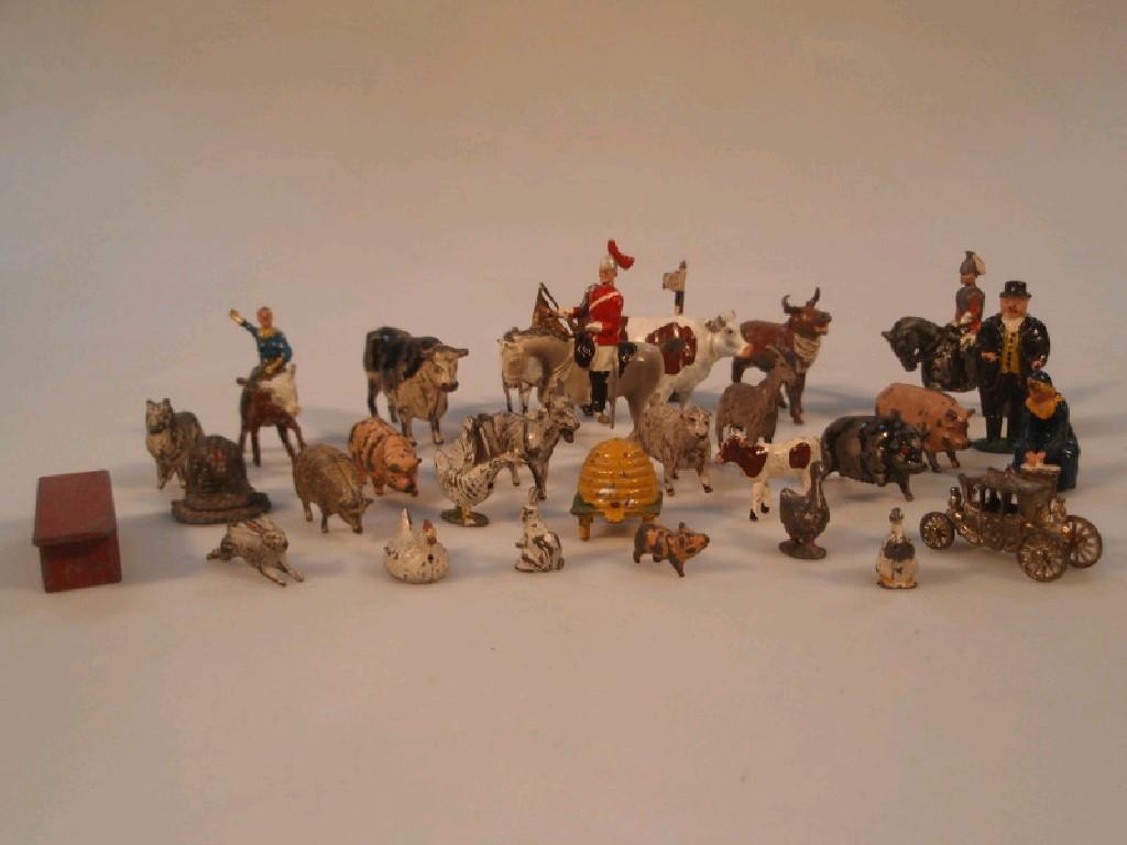 Appraisal: A small collection of vintage painted lead figures and animals