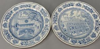 Appraisal: Set of twelve Wedgwood Yale University blue and white dinner