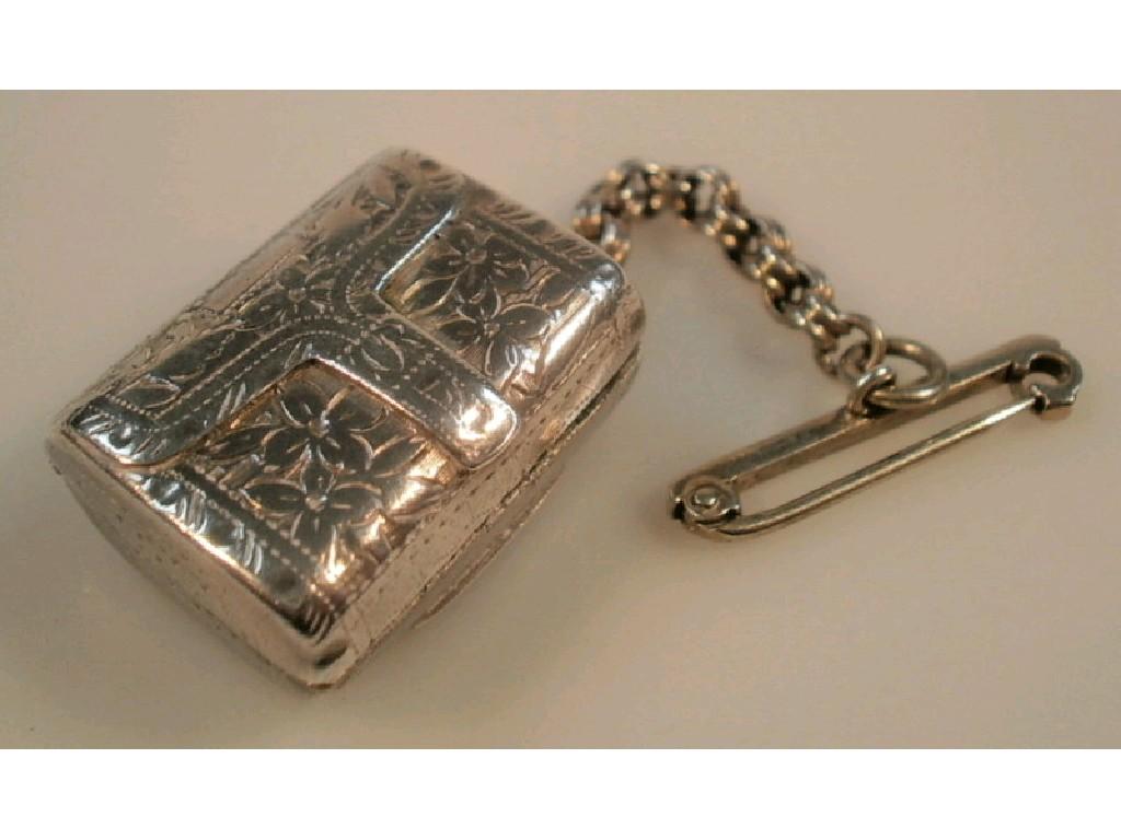 Appraisal: A silver novelty vinaigrette in the form of a handbag