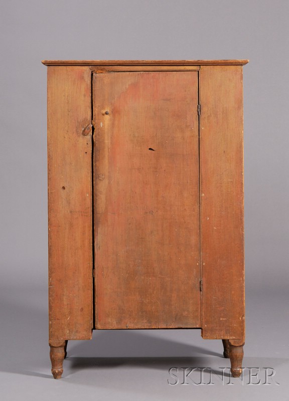 Appraisal: Diminutive Yellow-painted Pine Single-door Jelly Cupboard possibly Pennsylvania or Ohio