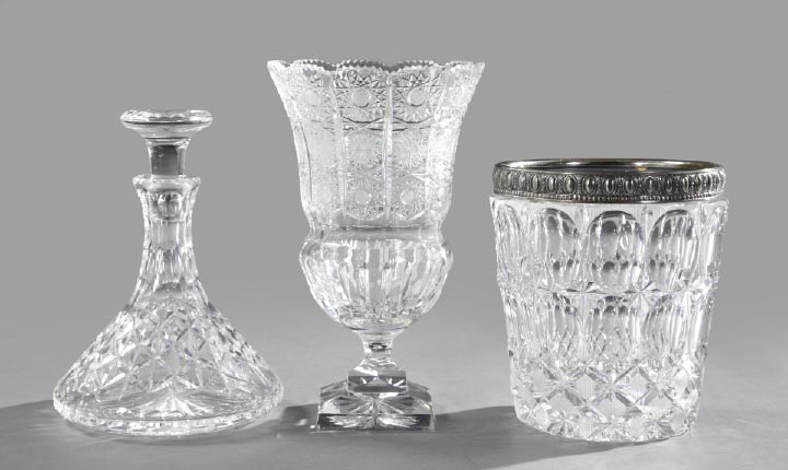 Appraisal: Three-Piece Group of Cut Glass consisting of an Edwardian brilliant-cut