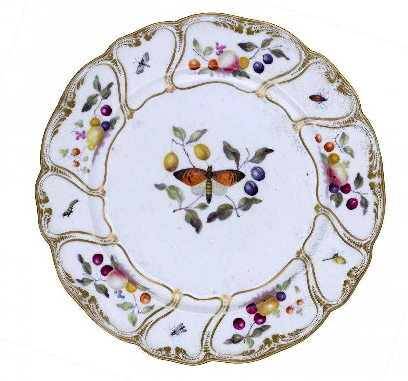 Appraisal: A DERBY MOULDED PLATE of Trotter Service shape painted by