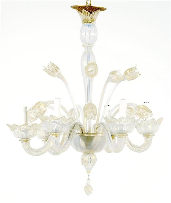 Appraisal: Venetian Murano glass six-light chandelier circa central support and canopy