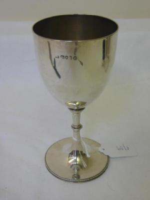 Appraisal: A VICTORIAN GOBLET with ovoid bowl the stem with beaded