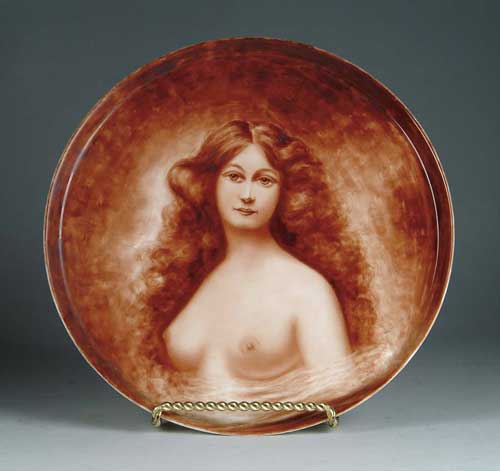 Appraisal: HAND PAINTED PORTRAIT ROUND TRAY Round tray in monochrome brown