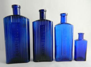 Appraisal: Poison rectangular cobalt bottles Poison- rectangular cobalt embossed on central