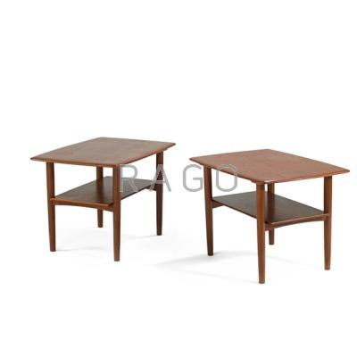 Appraisal: POUL JEPPESEN Pair of teak sofa tables Denmark s Branded