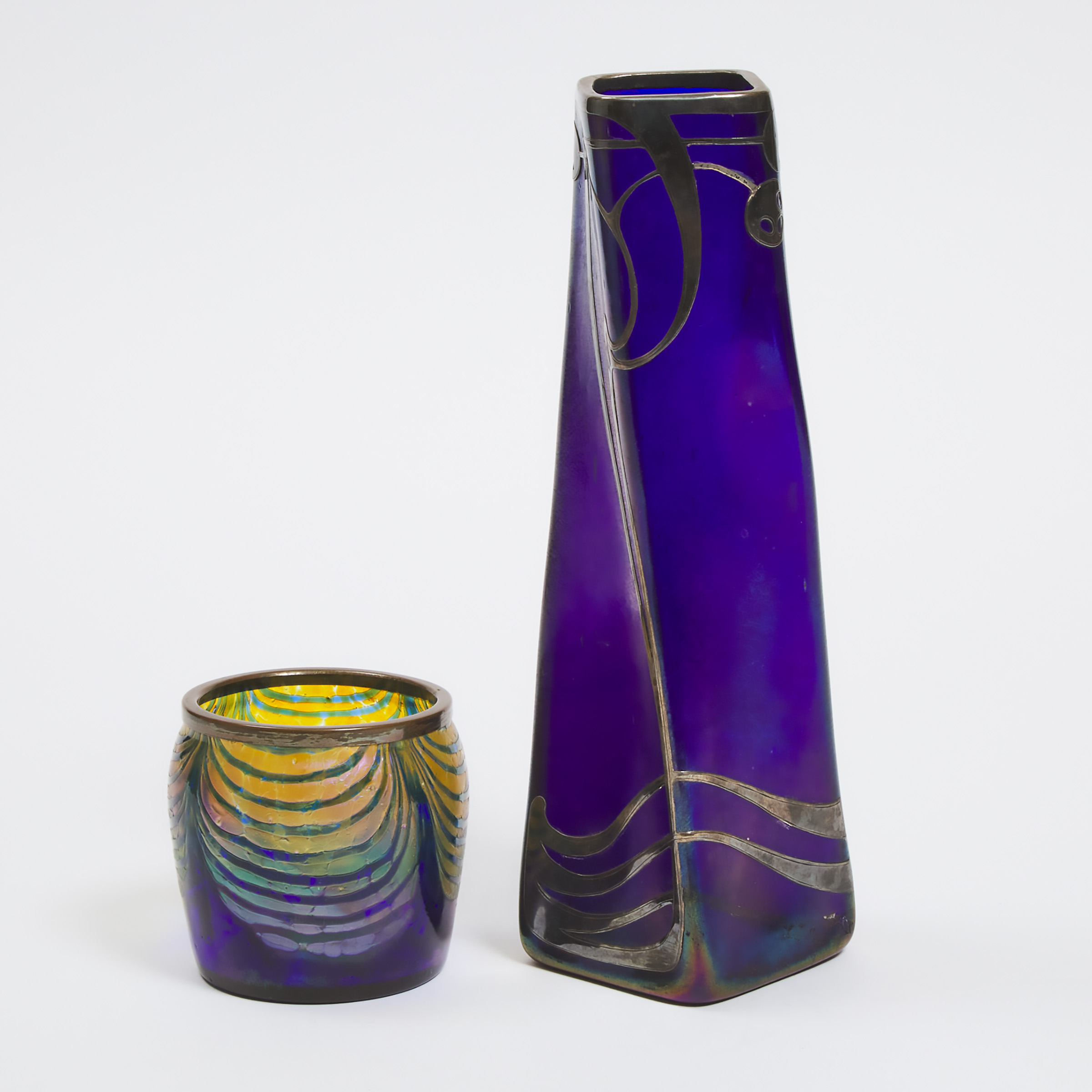 Appraisal: Two Bohemian Iridescent Glass Vases early th century height in