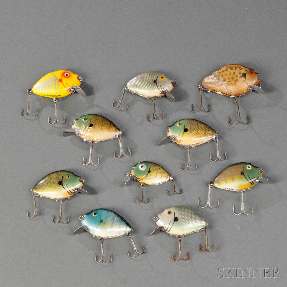 Appraisal: Ten Heddon Punkinseed Fishing Lures including Sunfish Yellow Shore Minnow