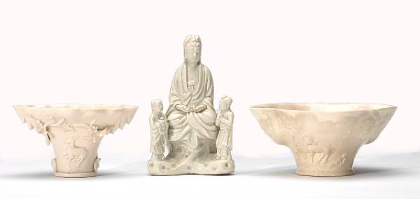 Appraisal: Three porcelain libation cups th Century and Republic Period The