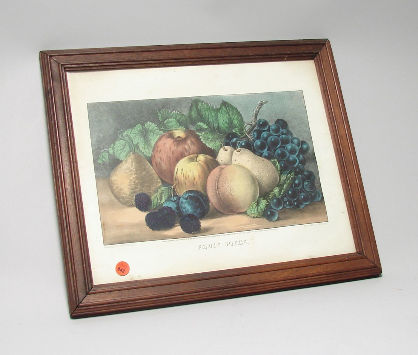 Appraisal: FRAMED CURRIER IVES LITHOGRAPH Fruit Piece Small folio