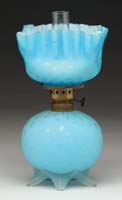 Appraisal: RARE BLUE SATIN RAINDROP MINI LAMP S - Blue satin