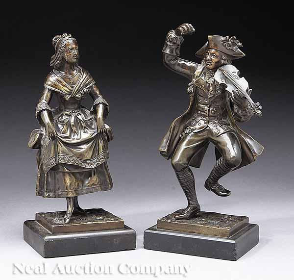 Appraisal: A Fine Pair of French Patinated Bronze Figures late th