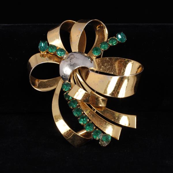 Appraisal: Sterling Silver Two Tone Vermeil Retro bow spray pin brooch