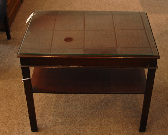 Appraisal: Pair Mahogany Side Tables with glass tops H W D