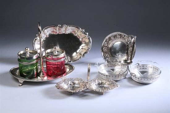 Appraisal: COLLECTION STERLING SILVER TABLE ARTICLES Comprising a Victorian double-compartment bon