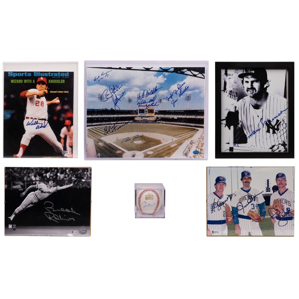 Appraisal: BASEBALL AUTOGRAPHED MEMORABILIA ASSORTMENT items including an encased and signed