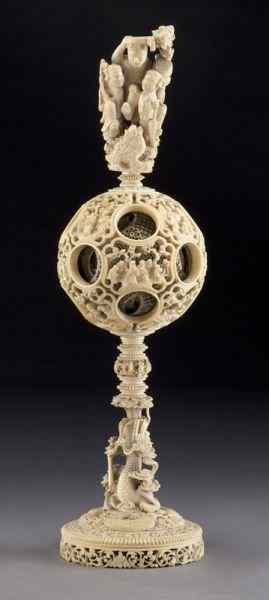 Appraisal: Chinese Qing carved ivory puzzle ball International buyers should note