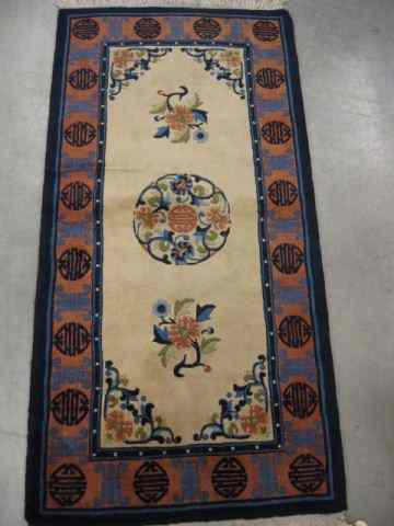 Appraisal: Chinese Handmade Sculptured Wool Rug floral on light tan field