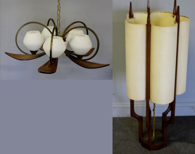 Appraisal: Midcentury Danish Lighting Lot Includes a Danish brass and glass