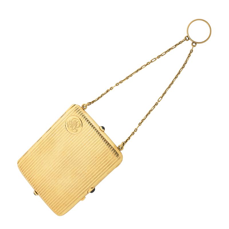 Appraisal: ART DECO GOLD NECESSAIRE ON RING Rectangular k yg case