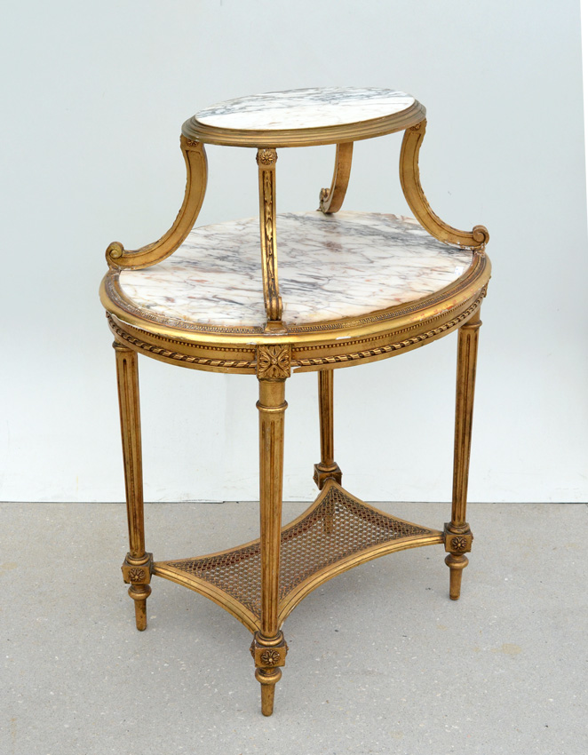 Appraisal: CARVED GILT WOOD TIER BUTLERS TABLE Each tier with inset