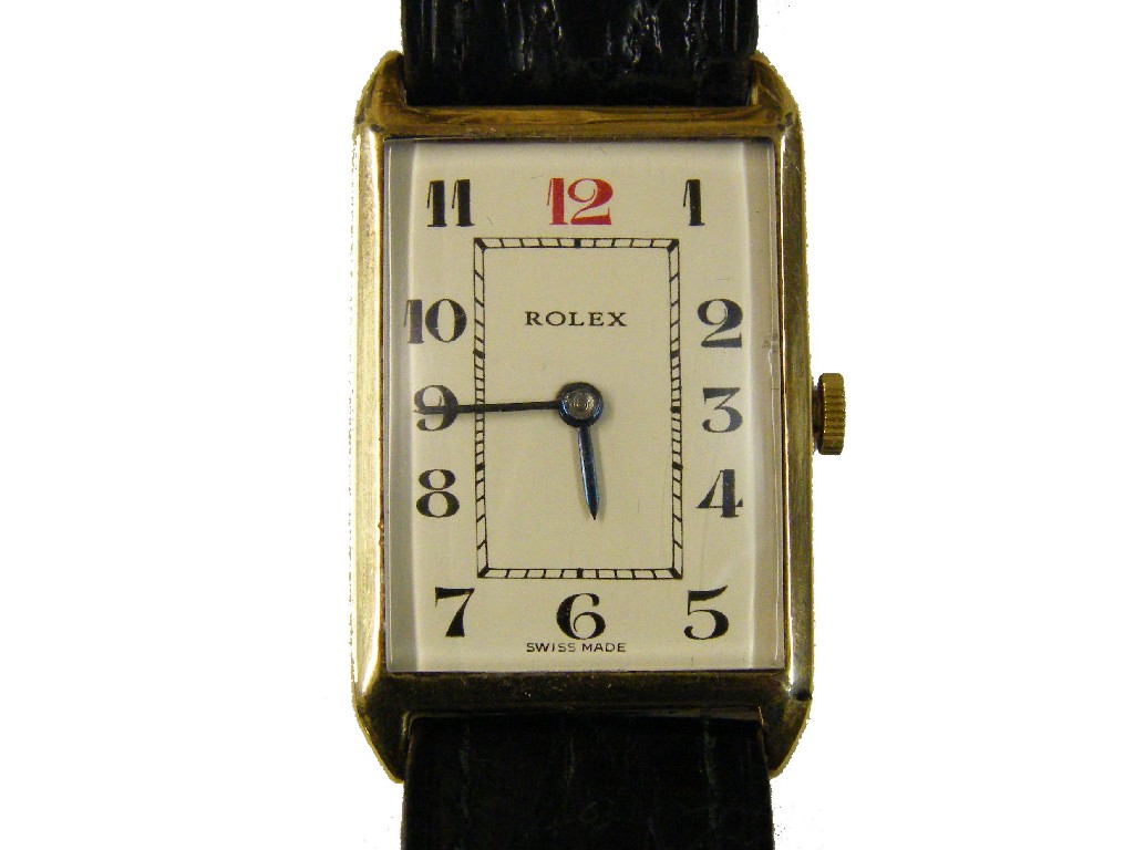 Appraisal: Rolex 's k rectangular gentleman's wristwatch the cream dial with