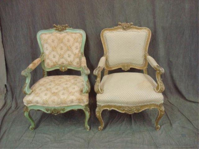 Appraisal: Pair of Louis XVI Style Painted and Carved Armchairs From