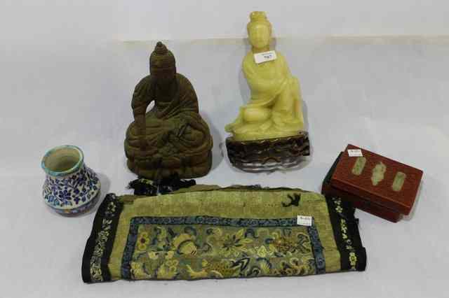 Appraisal: A JAPANESE CARVED WOOD BUDDHA on a lotus base late