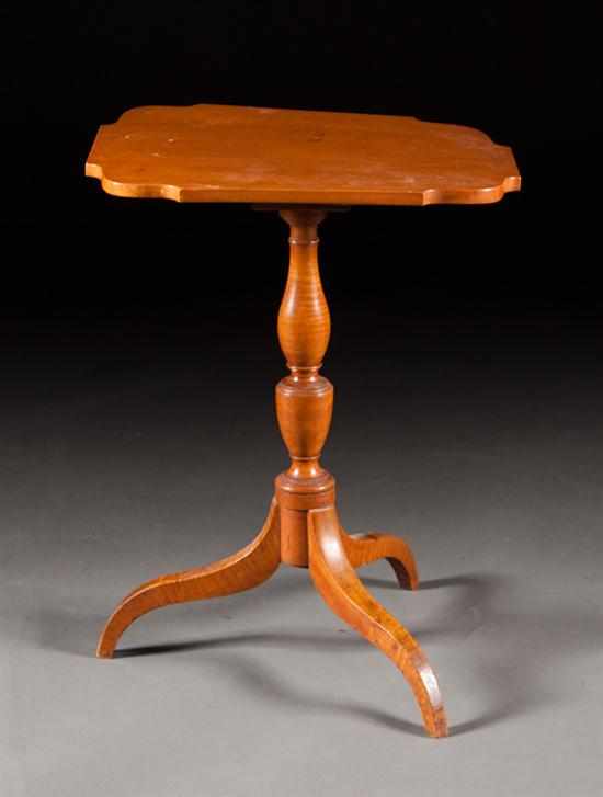 Appraisal: Federal carved cherrywood tilt-top candlestand first quarter- th century shaped