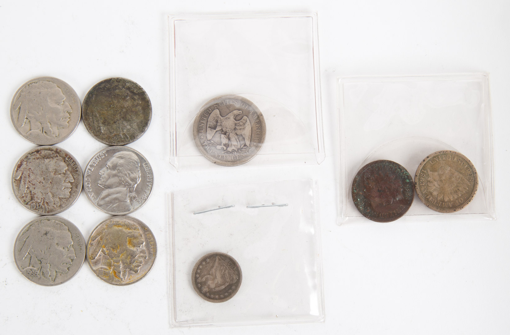 Appraisal: US -Cent Piece and Silver Half Dime An s silver