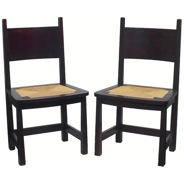 Appraisal: Stickley Brothers side chairs pair wide horizontal slat to back