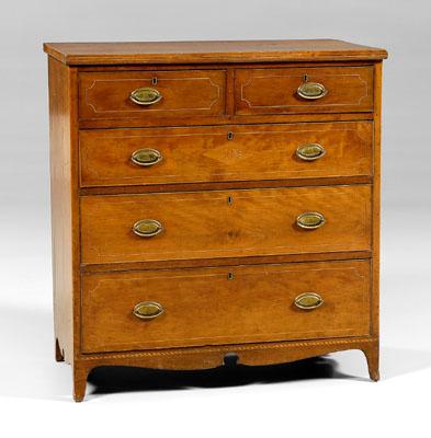 Appraisal: American Federal inlaid chest maple and cherry with pine secondary