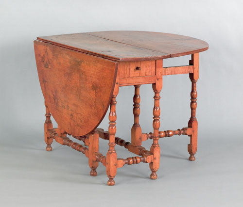 Appraisal: New England William and Mary maple dropleaf dining table ca