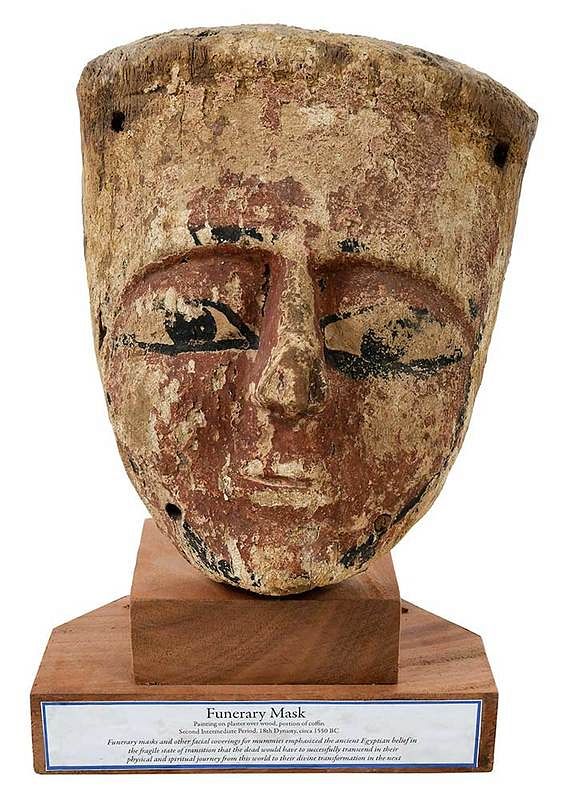 Appraisal: An Egyptian Polychromed Wood Funerary Mask probably ancient exact age