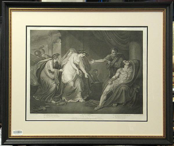 Appraisal: A set of four framed English prints of the dramatic